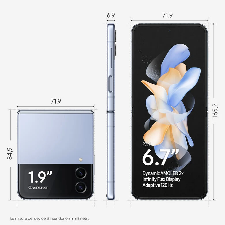 Samsung Galaxy Z Flip4 256GB Blue RAM 8GB Display 1,9" Super AMOLED/6,7" Dynamic AMOLED 2X