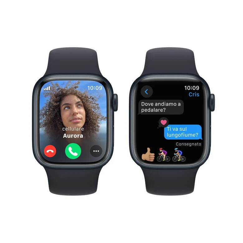 Apple Watch Series 9 GPS + Cellular Cassa 41mm in Alluminio Mezzanotte con Cinturino Sport Mezzanotte - S/M