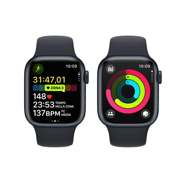 Apple Watch Series 9 GPS + Cellular Cassa 41mm in Alluminio Mezzanotte con Cinturino Sport Mezzanotte - S/M