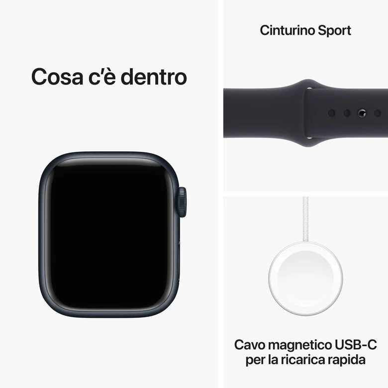 Apple Watch Series 9 GPS + Cellular Cassa 41mm in Alluminio Mezzanotte con Cinturino Sport Mezzanotte - S/M