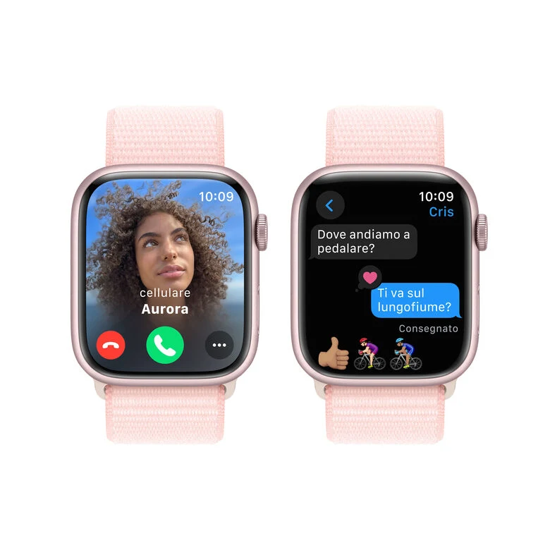 Apple Watch Series 9 GPS Cassa 45mm in Alluminio Rosa con Cinturino Sport Loop Rosa Confetto