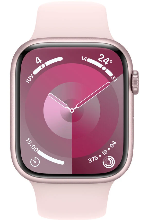 Apple Watch Series 9 GPS Cassa 45mm in Alluminio Rosa con Cinturino Sport Rosa Confetto - M/L