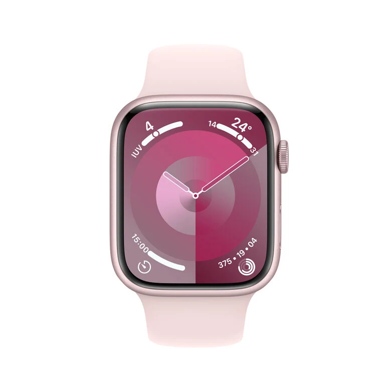 Apple Watch Series 9 GPS Cassa 45mm in Alluminio Rosa con Cinturino Sport Rosa Confetto - S/M