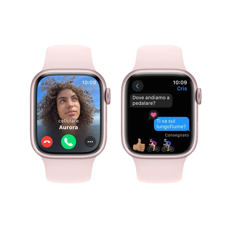 Apple Watch Series 9 GPS Cassa 41mm in Alluminio Rosa con Cinturino Sport Rosa Confetto - S/M