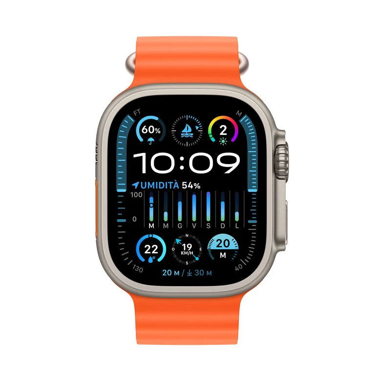 Apple Watch Ultra 2 GPS + Cellular, Cassa 49m in Titanio con Cinturino Ocean Arancione