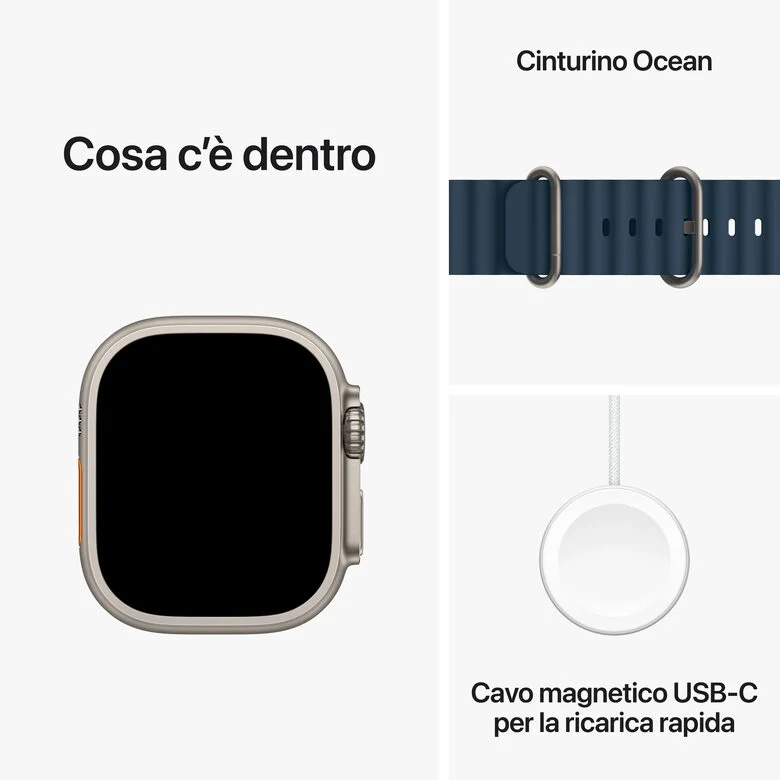 Apple Watch Ultra 2 GPS + Cellular, Cassa 49m in Titanio con Cinturino Ocean Blu