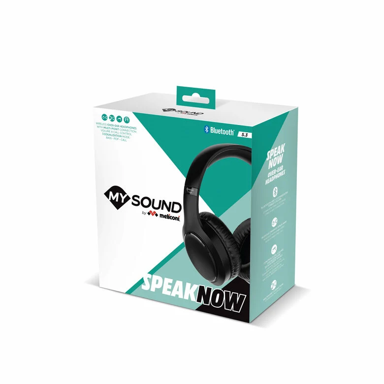 Meliconi Speak Now Cuffie Wireless A Padiglione Musica e Chiamate Bluetooth Nero