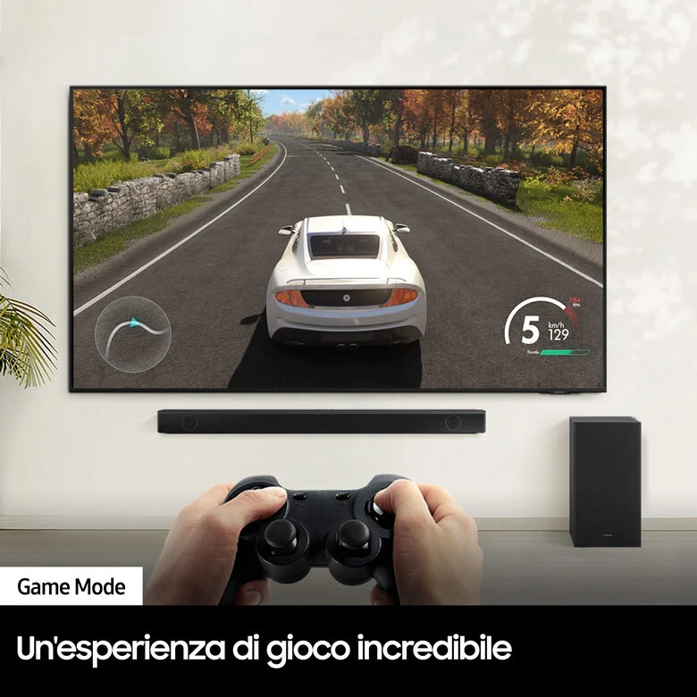 Samsung Soundbar HW-B550/ZF con subwoofer 2.1 canali 410W, audio 3D, suono ottimizzato, bassi profondi, gaming mode