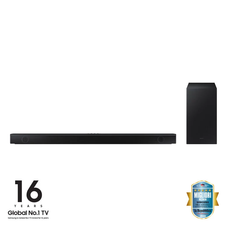 Samsung Soundbar HW-B650/ZF con subwoofer 3.1 canali 430W, audio 3D, suono bilanciato, uniforme e ottimizzato, bassi profondi