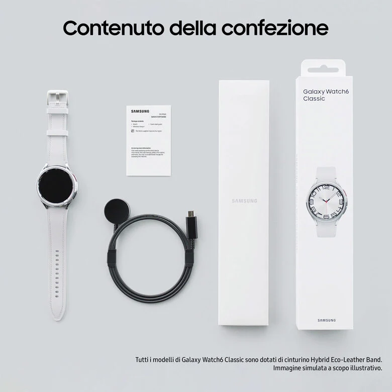 Samsung Galaxy Watch6 Classic Smartwatch Fitness Tracker Ghiera Interattiva in Acciao Inox 47mm Silver