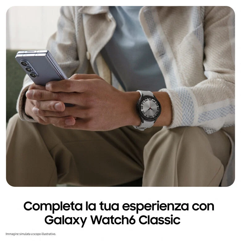 Samsung Galaxy Watch6 Classic Smartwatch Fitness Tracker Ghiera Interattiva in Acciao Inox 47mm Silver
