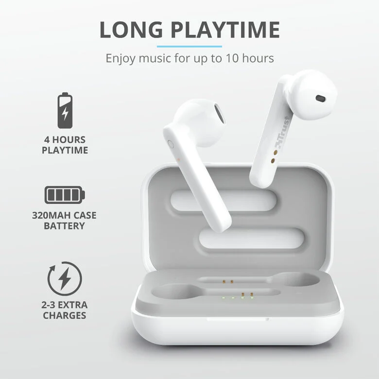 Trust Primo Auricolare Wireless In-ear Musica e Chiamate Bluetooth Bianco