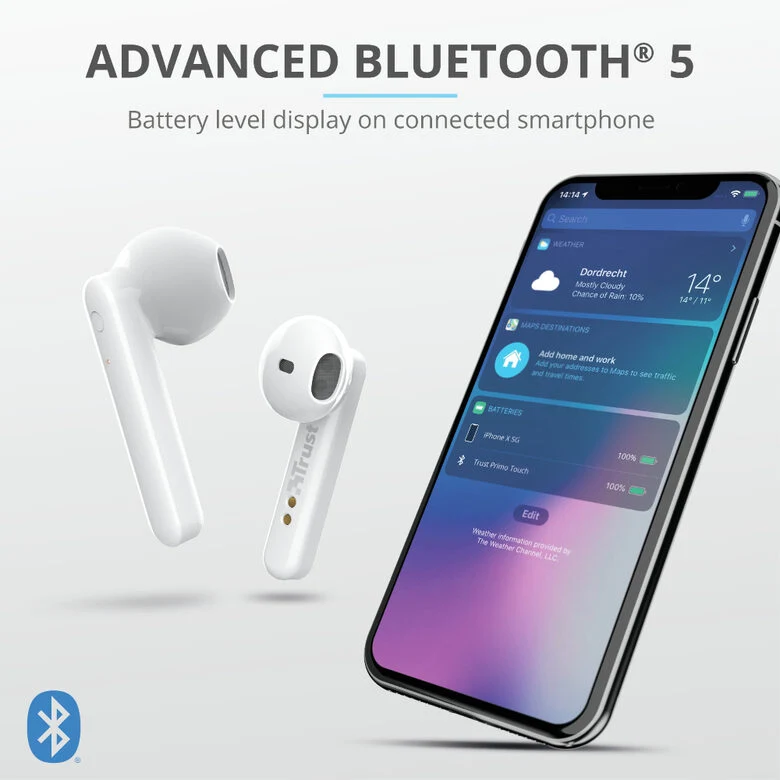 Trust Primo Auricolare Wireless In-ear Musica e Chiamate Bluetooth Bianco