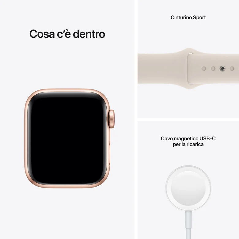 Apple Watch SE GPS + Cellular, 40mm Cassa in Alluminio color Oro con Cinturino Sport Galassia