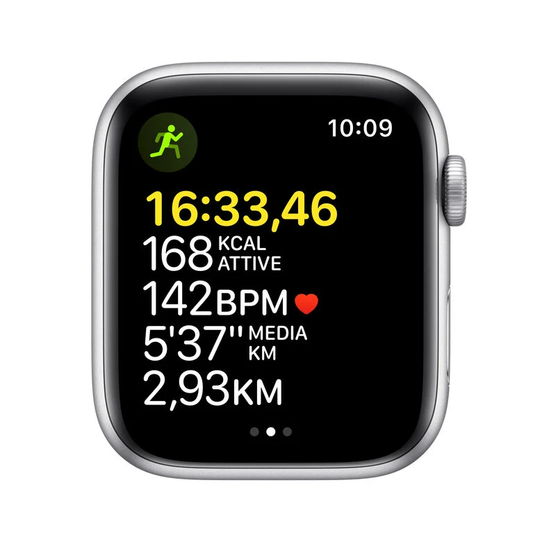 Apple Watch SE GPS, 44mm Cassa in Alluminio color Argento con Cinturino Sport Azzurro