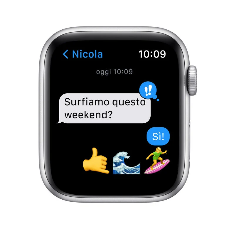 Apple Watch SE GPS, 44mm Cassa in Alluminio color Argento con Cinturino Sport Azzurro