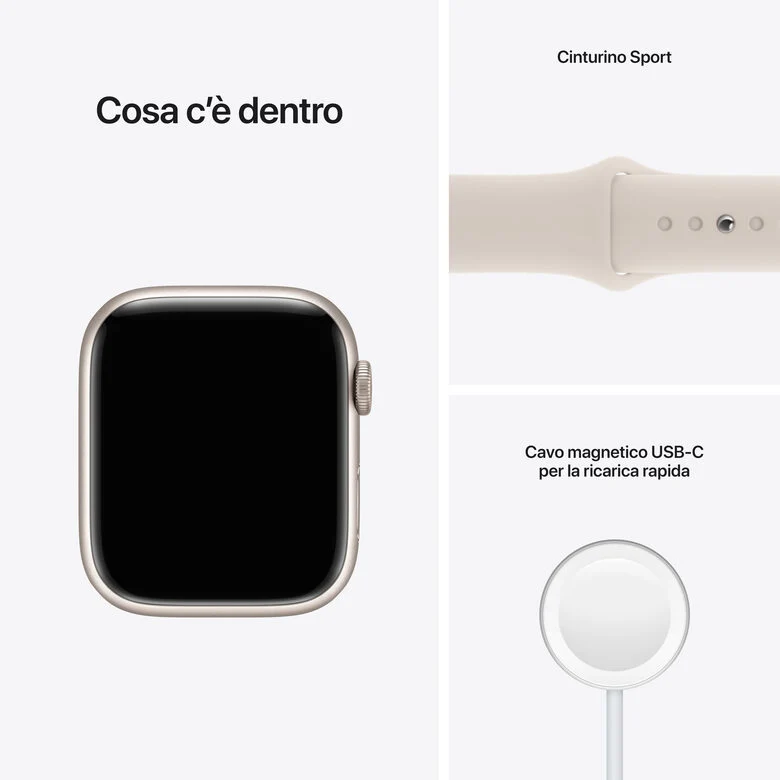 Apple Watch Series 7 GPS + Cellular, 45mm Cassa in Alluminio Galassia con Cinturino Sport Galassia