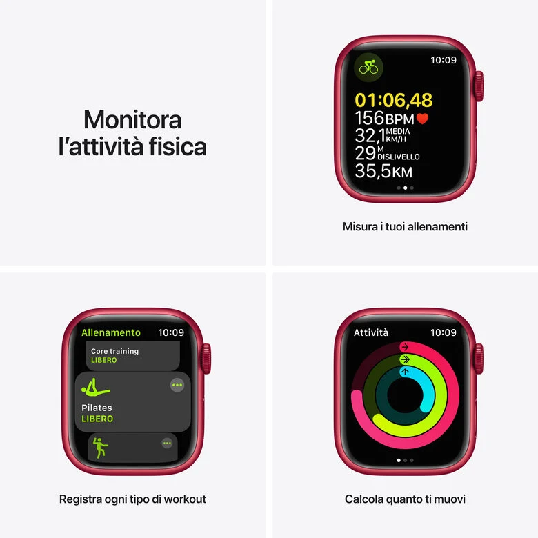 Apple Watch Series 7 GPS + Cellular, 41mm (PRODUCT)RED Cassa in Alluminio con Sport Band (PRODUCT)RED