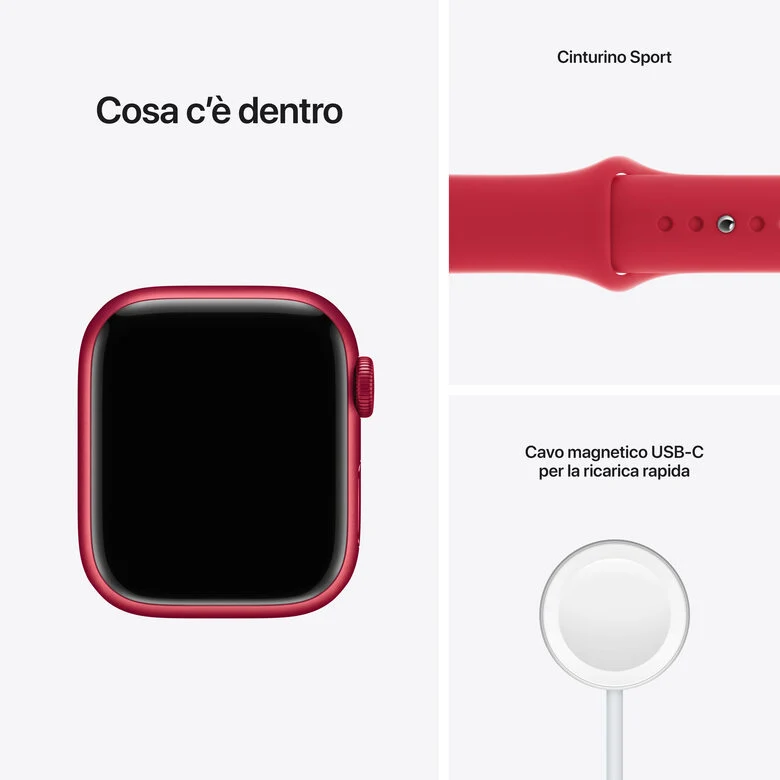 Apple Watch Series 7 GPS + Cellular, 41mm (PRODUCT)RED Cassa in Alluminio con Sport Band (PRODUCT)RED