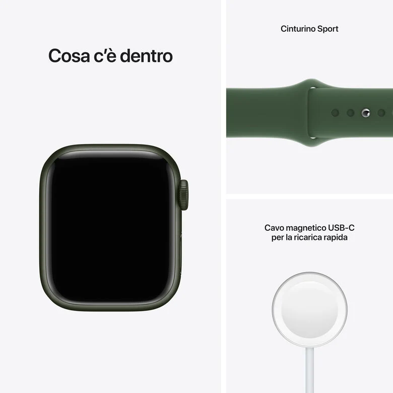 Apple Watch Series 7 GPS + Cellular, 41mm Cassa in Alluminio Verde con Cinturino Sport Verde