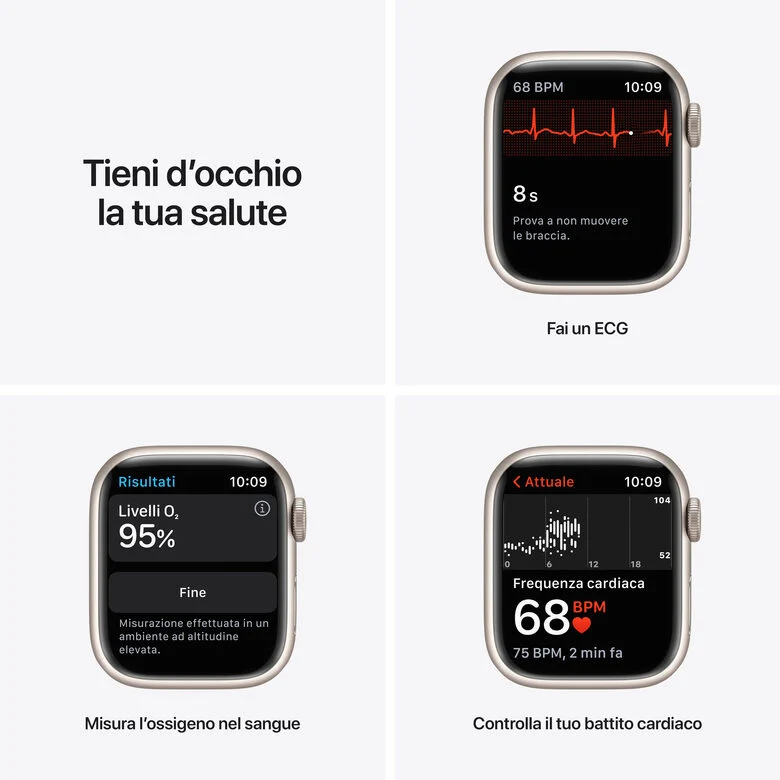 Apple Watch Series 7 GPS + Cellular, 41mm Cassa in Alluminio Galassia con Cinturino Sport Galassia