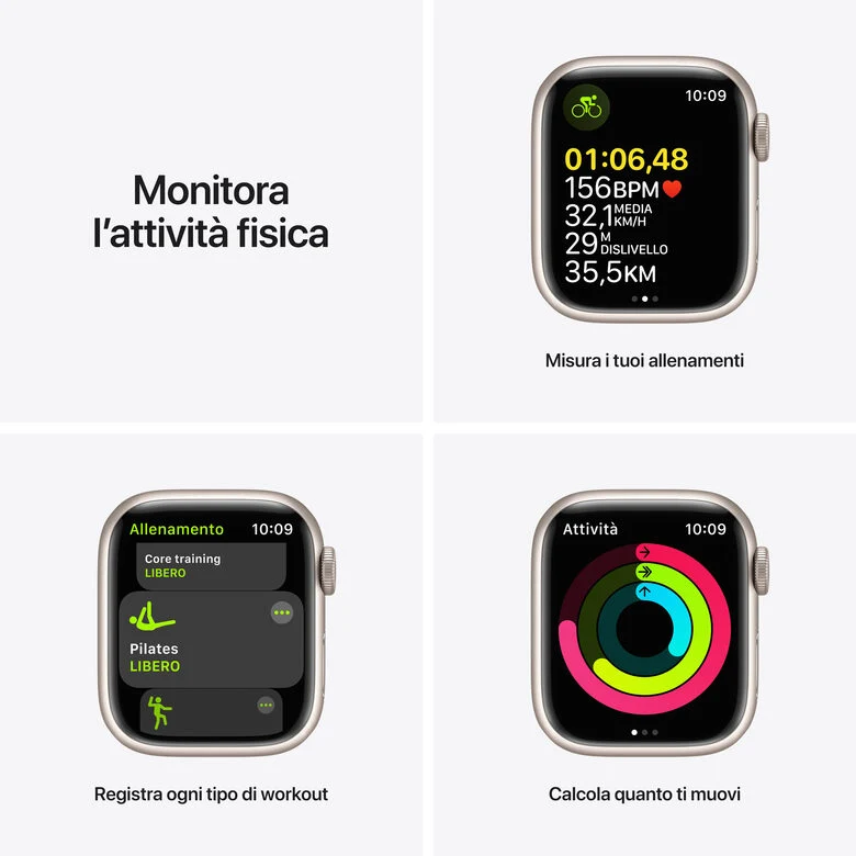 Apple Watch Series 7 GPS + Cellular, 41mm Cassa in Alluminio Galassia con Cinturino Sport Galassia