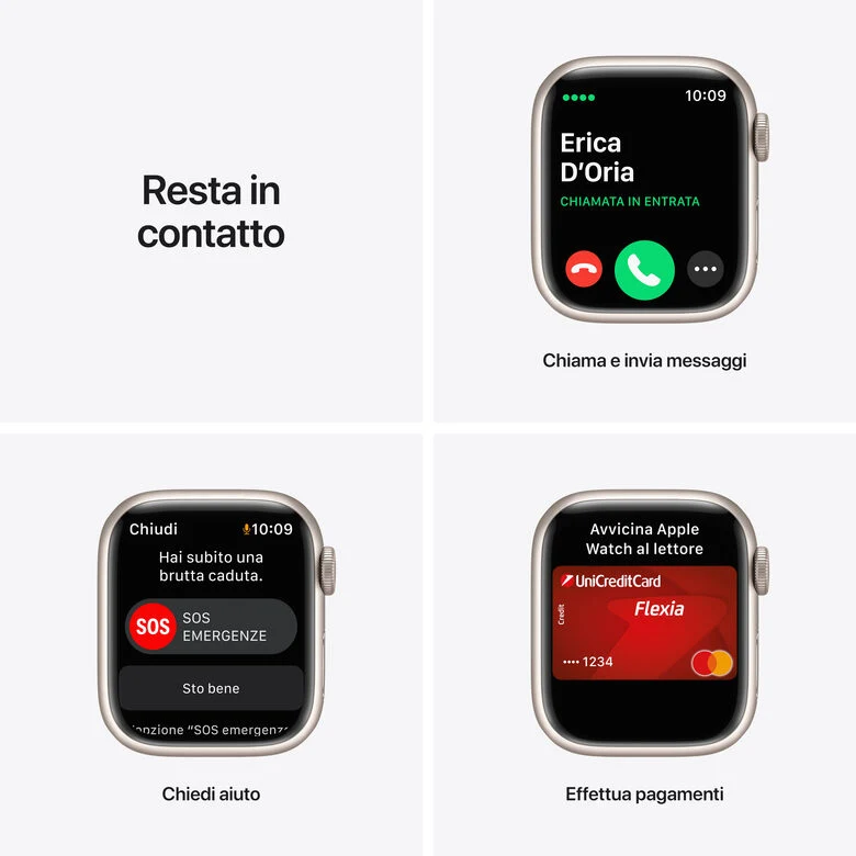 Apple Watch Series 7 GPS + Cellular, 41mm Cassa in Alluminio Galassia con Cinturino Sport Galassia
