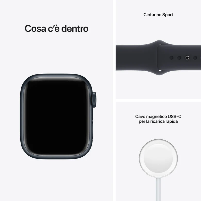Apple Watch Series 7 GPS + Cellular, 41mm Cassa in Alluminio Mezzanotte con Mezzanotte Cinturino Sport -