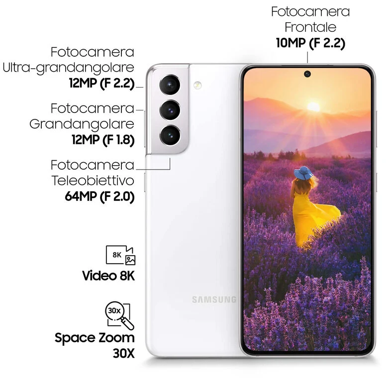 Samsung Galaxy S21 5G 128 GB Display 6.2" Dynamic AMOLED 2X Phantom White