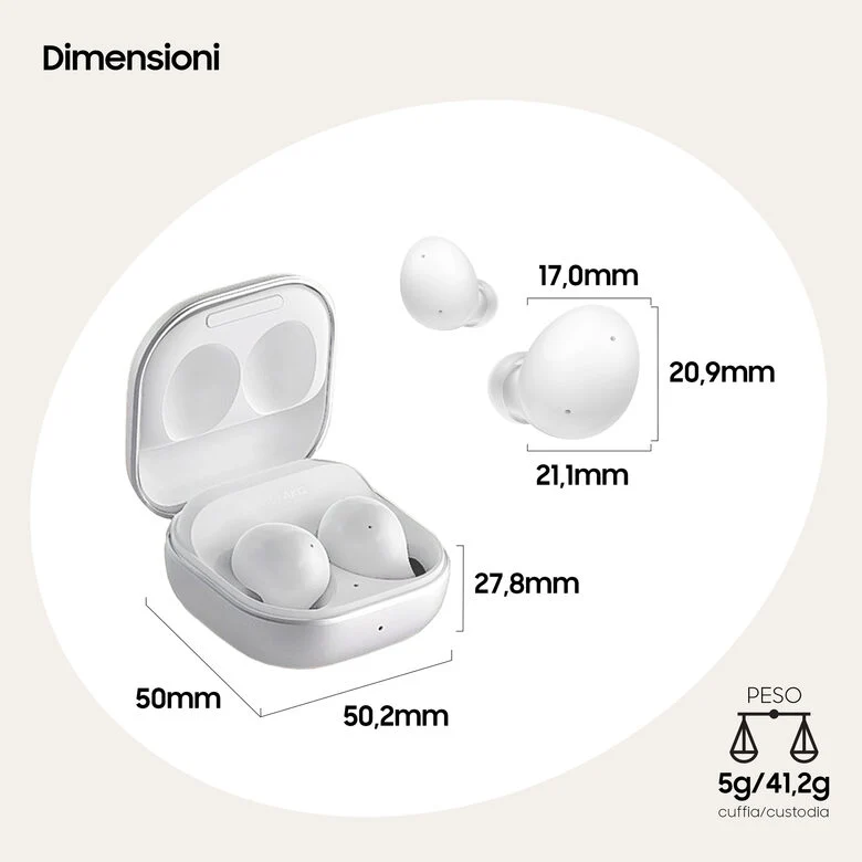 Samsung Galaxy Buds2 Auricolari Bluetooth White Batteria 472 mAh