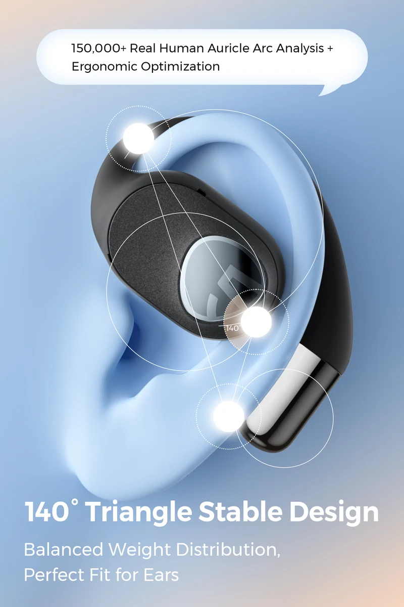 GoFree 2s Open-Ear Earhook Headphones with LDAC, 30H Playtime & 15.4mm Dual-Magnetic Drivers