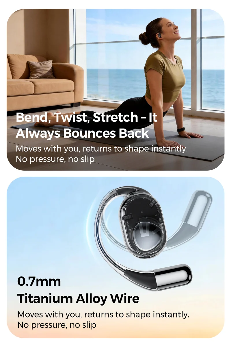GoFree 2s Open-Ear Earhook Headphones with LDAC, 30H Playtime & 15.4mm Dual-Magnetic Drivers