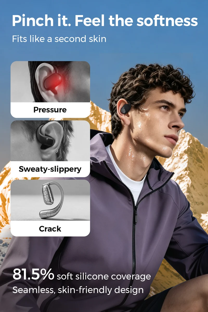 GoFree 2s Open-Ear Earhook Headphones with LDAC, 30H Playtime & 15.4mm Dual-Magnetic Drivers