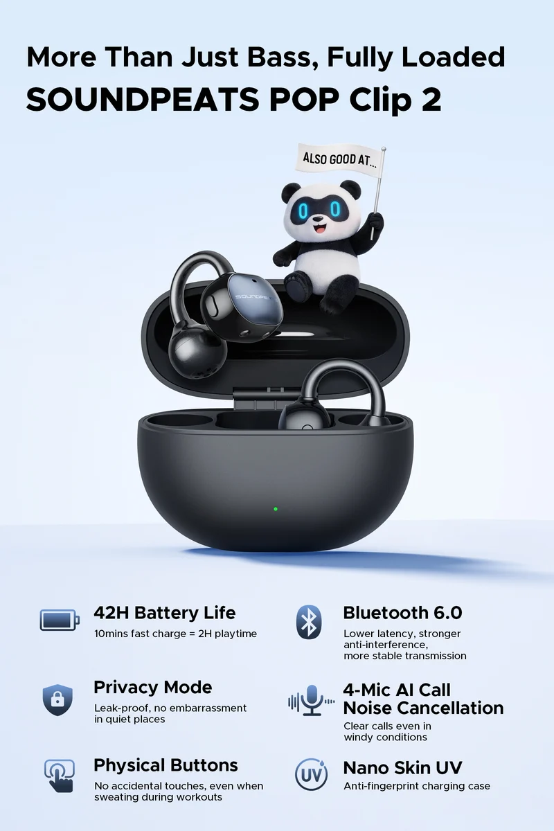 UU2 (POP Clip2) Clip-On Open Ear Earbuds
