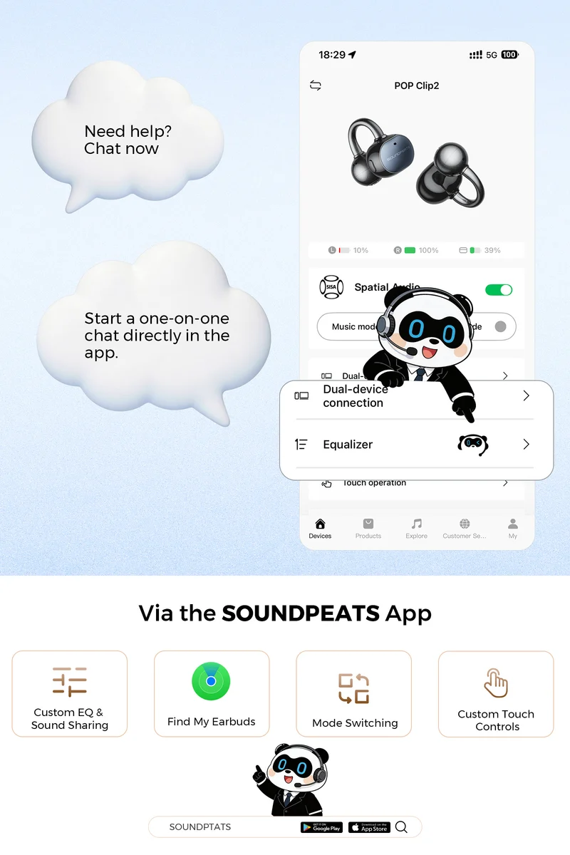 UU2 (POP Clip2) Clip-On Open Ear Earbuds