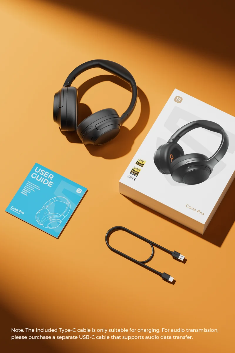 Cove Pro Over-Ear Headphones – 56dB Adaptive ANC Headphones with 95H Playtime & 7-Mic AI ENC