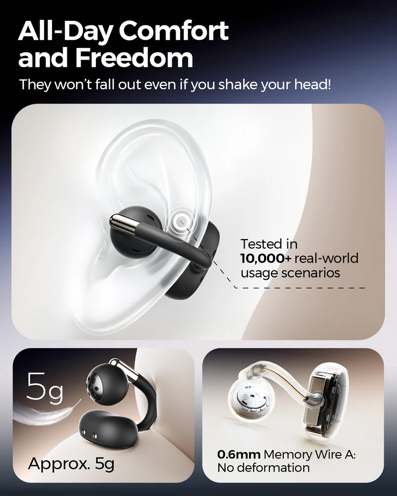 Clip1 Open-Ear Clip-On Earphones — Feather-Light Comfort, Deep Bass, Smarter Features
