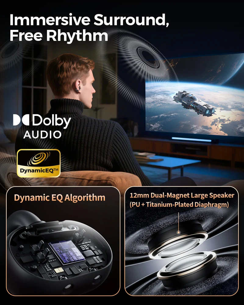 Clip1 Open-Ear Clip-On Earphones — Feather-Light Comfort, Deep Bass, Smarter Features