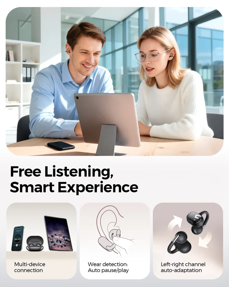 Clip1 Open-Ear Clip-On Earphones — Feather-Light Comfort, Deep Bass, Smarter Features