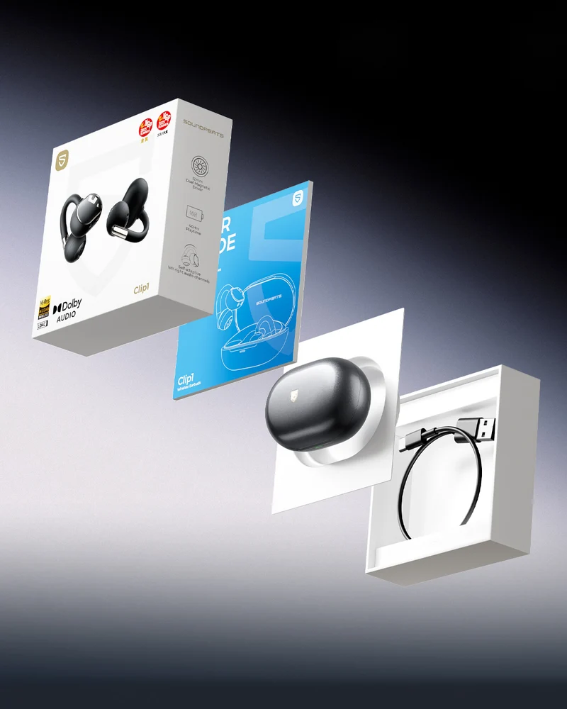 Clip1 Open-Ear Clip-On Earphones — Feather-Light Comfort, Deep Bass, Smarter Features