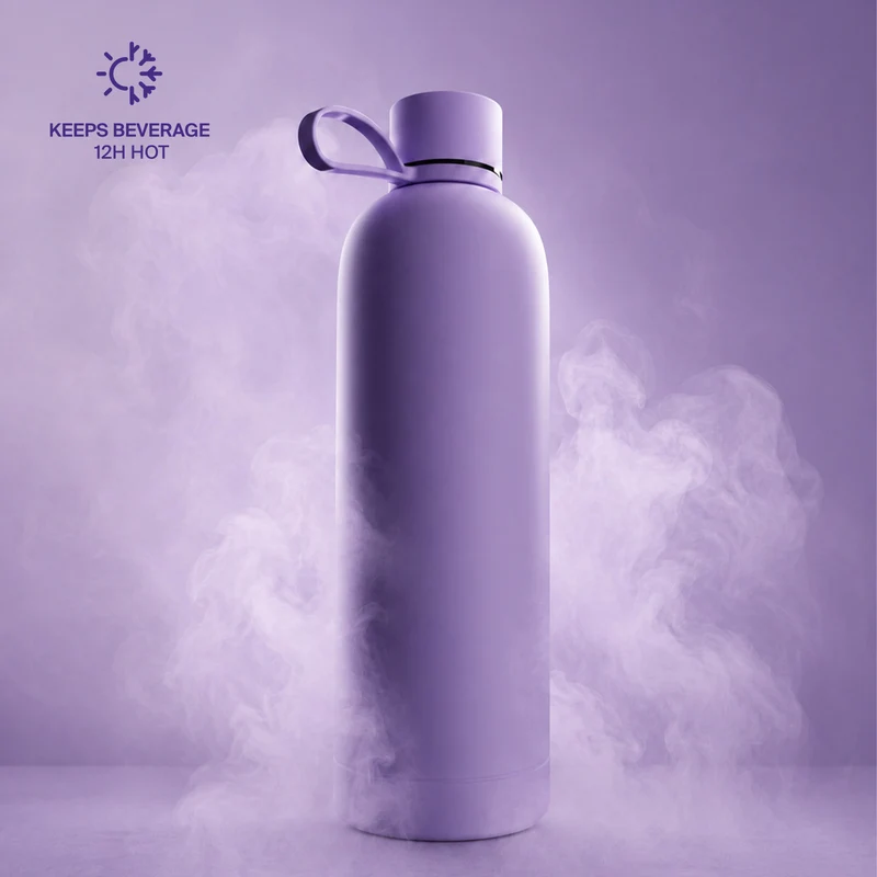 Borraccia termica ermetica “Hydro 7” da 750ml, in acciaio inossidabile, effetto soft-touch