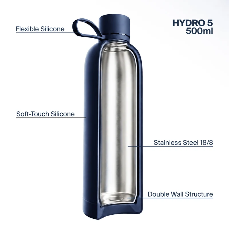 Borraccia termica ermetica 500ml “Hydro 5” in acciaio inossidabile