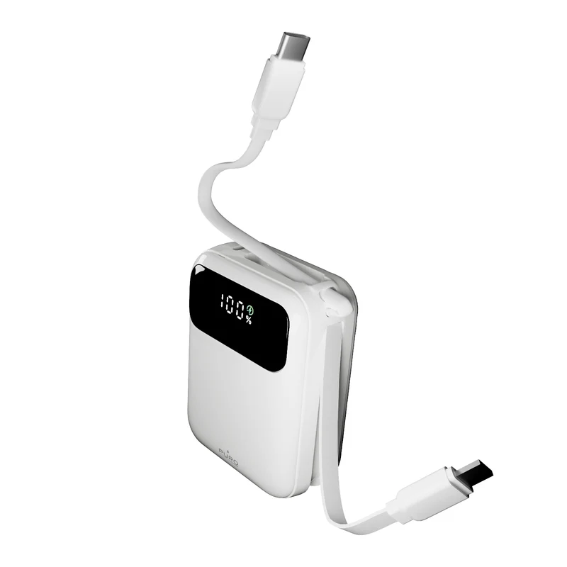 Power bank 10000 mAh 20W LCD Power Duo 10, con cavi integrati e display