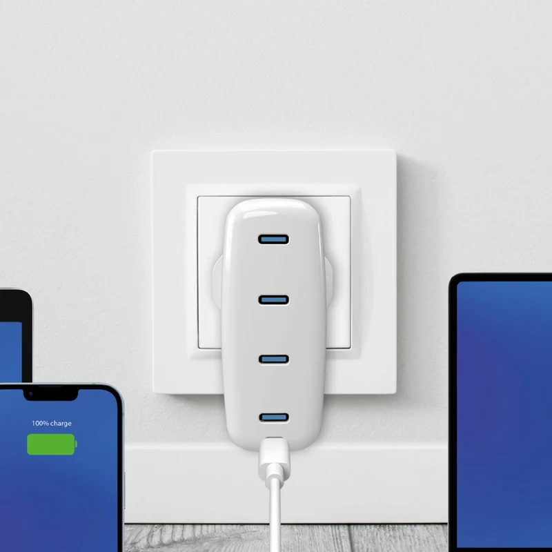 Caricabatterie da parete MiniPro 140W tecnologia GAN: 4 porte USB-C UK