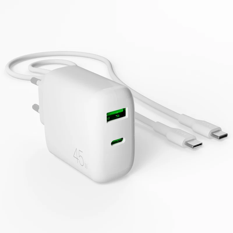 Kit Energia 45W USB‑A/USB‑C + cavo USB‑C
