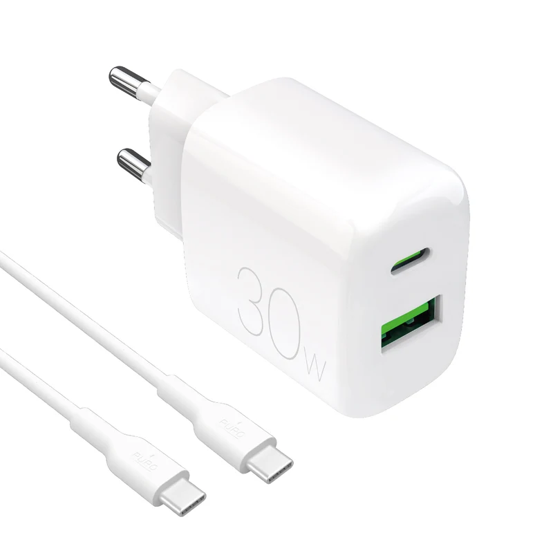 Kit Energia 30W USB‑A/USB‑C + cavo USB‑C