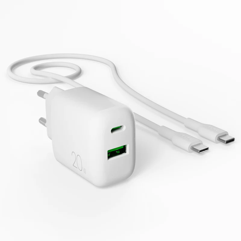 Kit Energia 20W USB‑A/USB‑C + cavo USB‑C