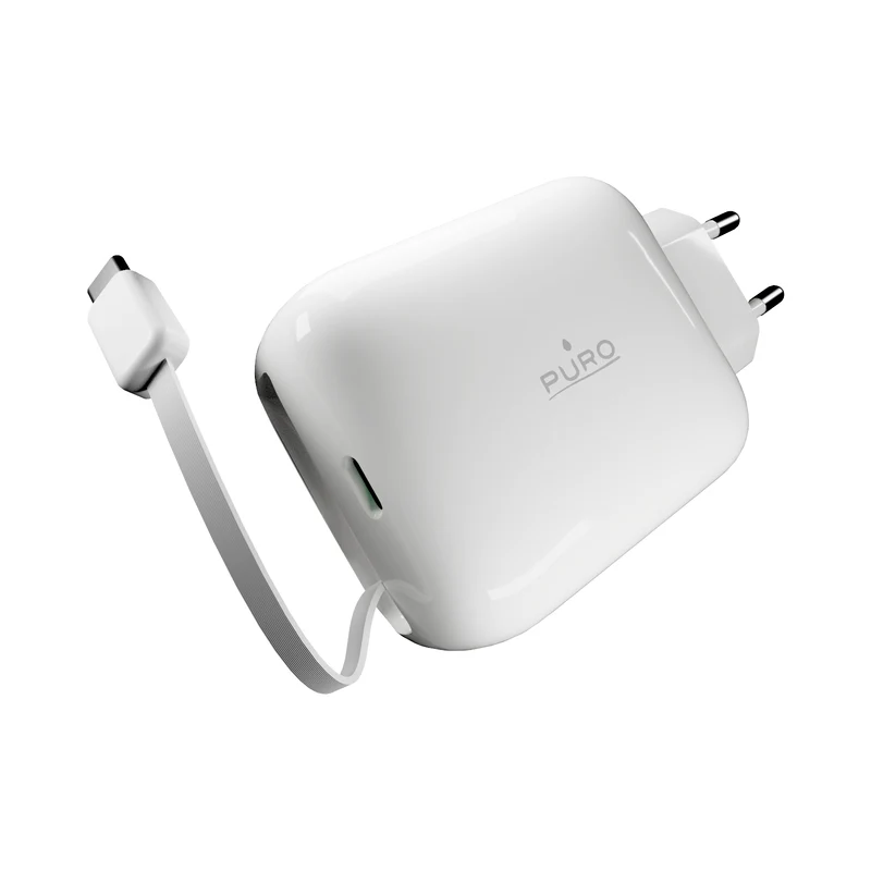 Caricatore GaN 65W con cavo USB‑C retrattile