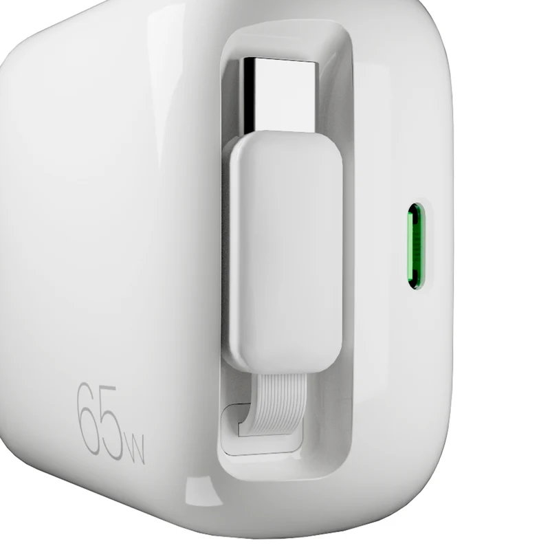 Caricatore GaN 65W con cavo USB‑C retrattile