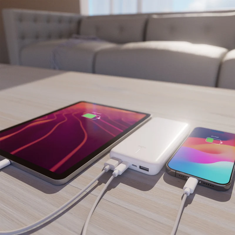 Power Bank 10000mAh USB-C + 2 USB-A Fast Charge – cavo incluso
